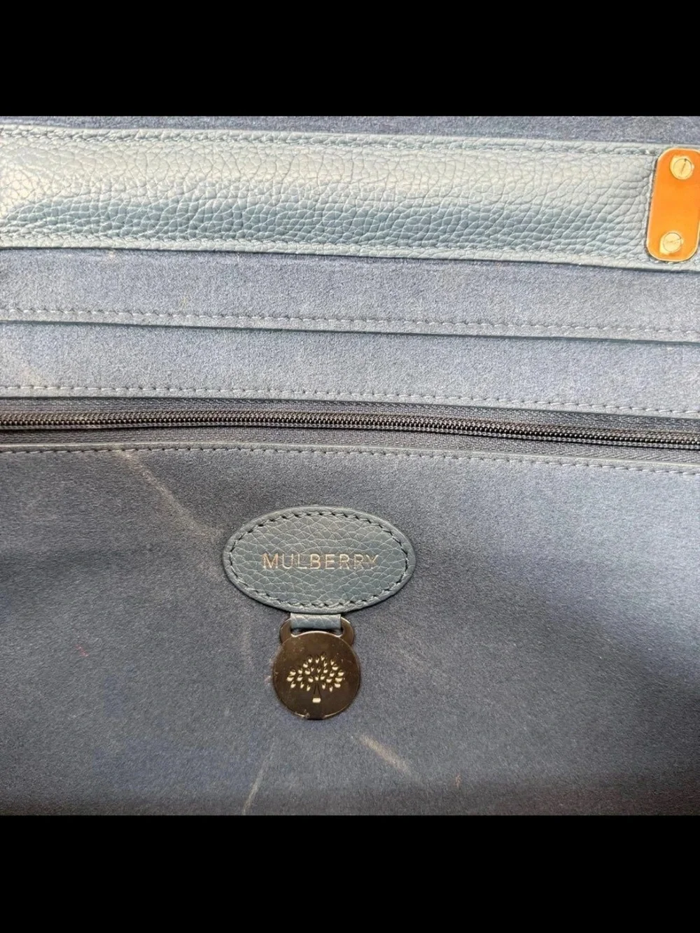 Mulberry Blue Leather Chain-Handle Shoulder Bag